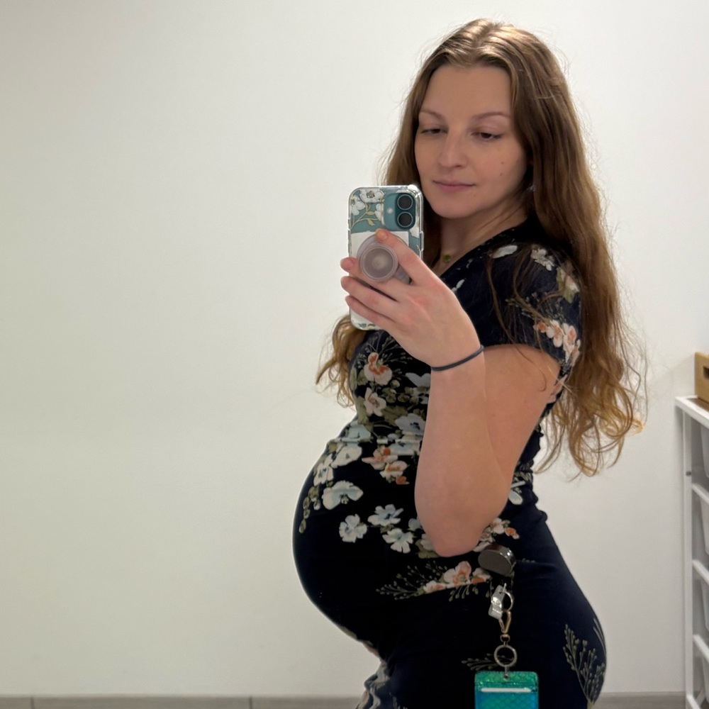 Isabel Maternity Navy Floral Midi Dress
